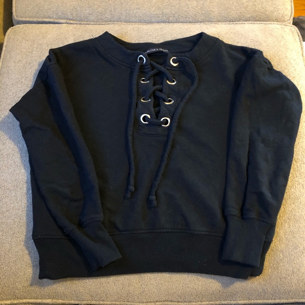 Lace up black sweatshirt - Picture 3 of 6